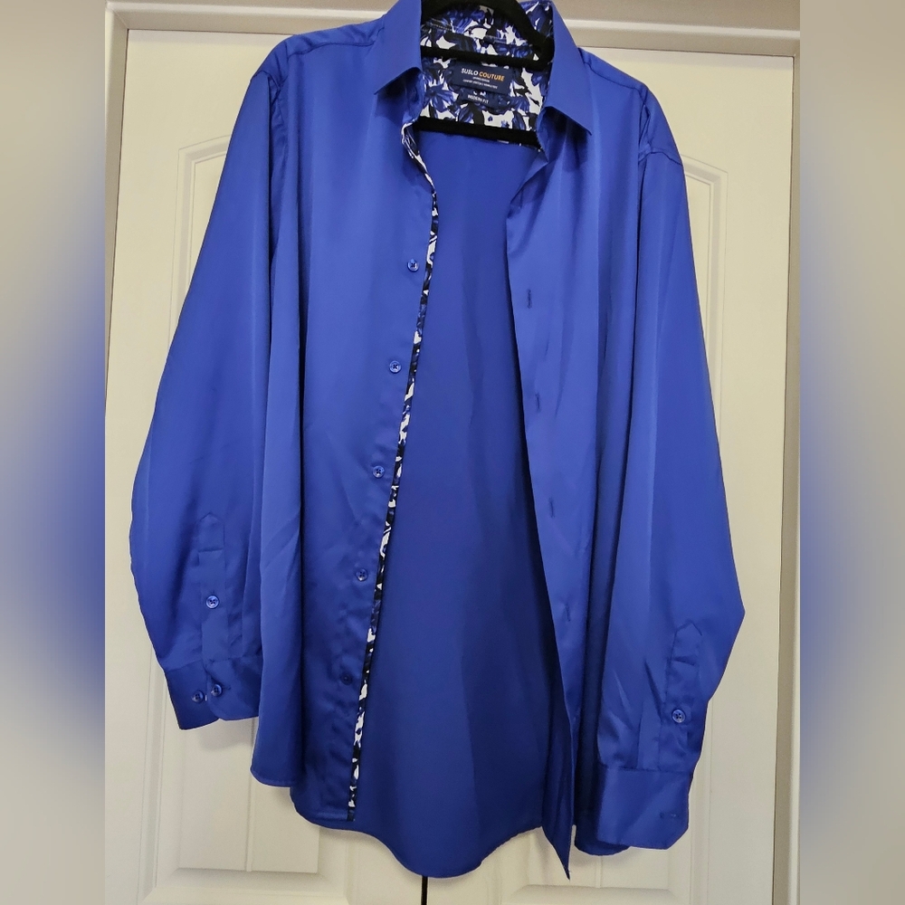 Royal Blue Men's Button-Up Shirt